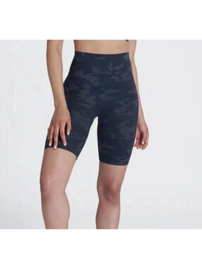 SPANX Look At Me Now Bike Shorts Black Camo Plus Size Large